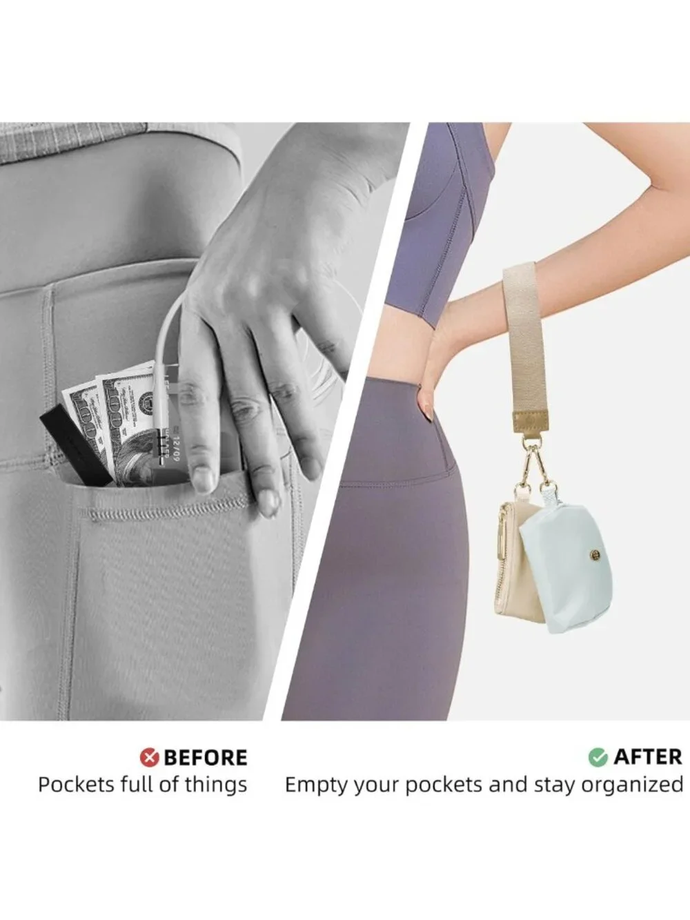Mini Zip Around Keychain Wallet for Women - Detachable Wristlet & Coin Purse